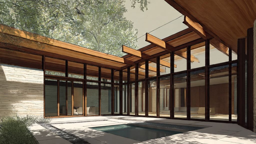 Floating roof design showing separation between roof and walls through clerestory windows and natural lighting