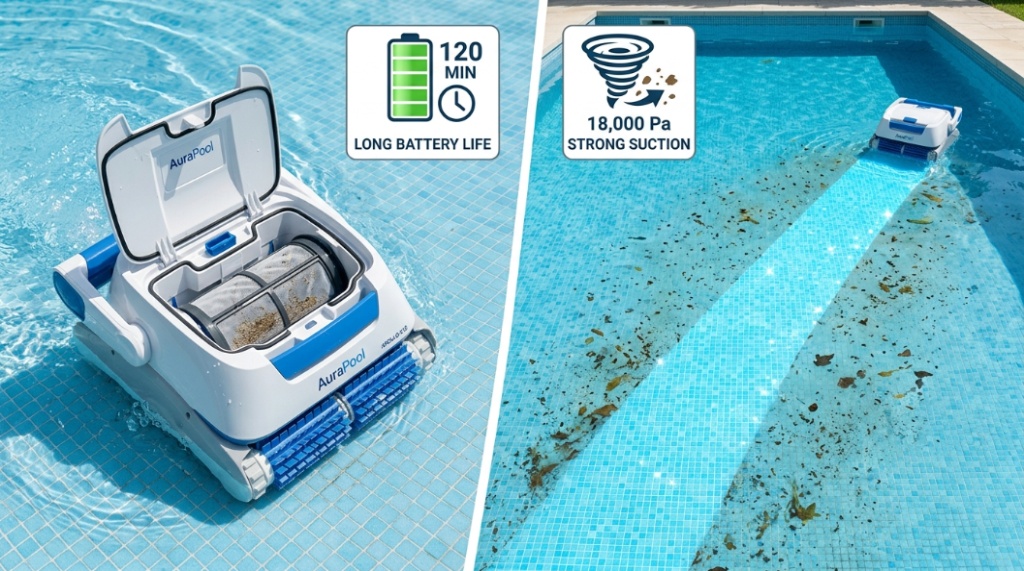 budget robotic pool cleaner removing debris