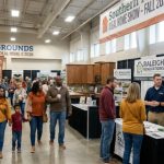 Families and homeowners browsing home improvement exhibits and talking to local contractors at the Fairgrounds Southern Ideal Home Fall Show 2026 inside the Exposition Center in Raleigh, North Carolina