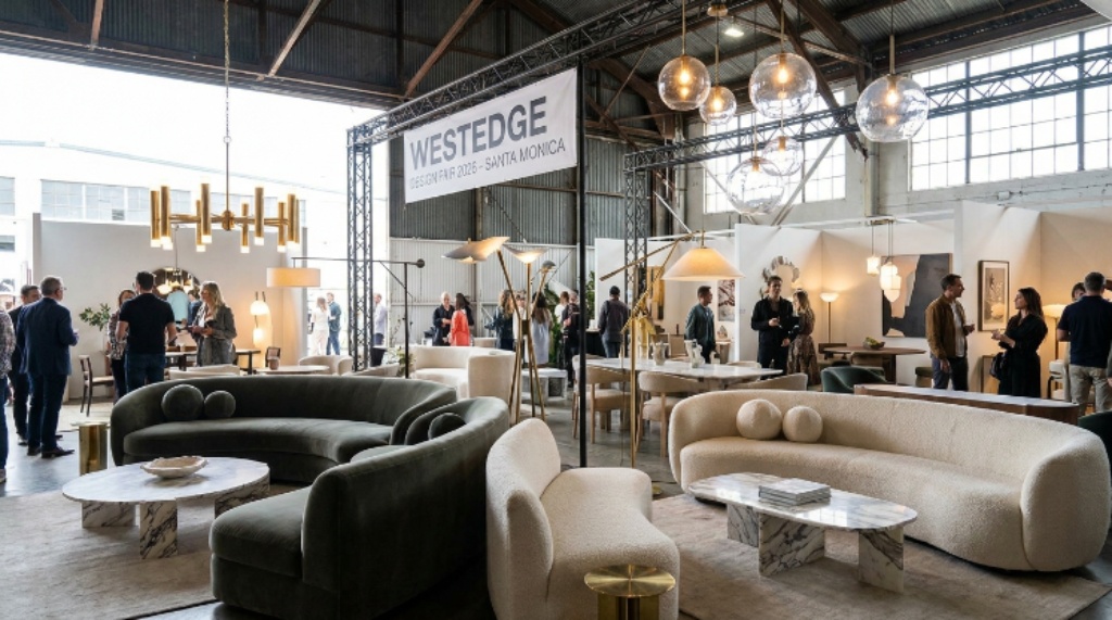 Luxury furniture and lighting on display at WestEdge Design Fair 2026 in Santa Monica
