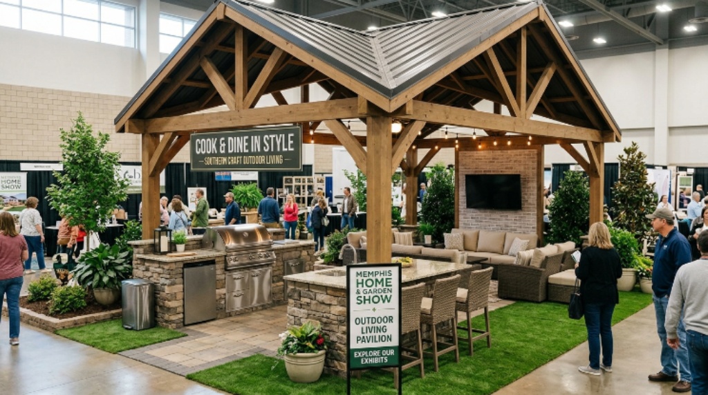 Visitors exploring home renovation exhibitor booths at the Memphis Home and Lifestyle Show 2026